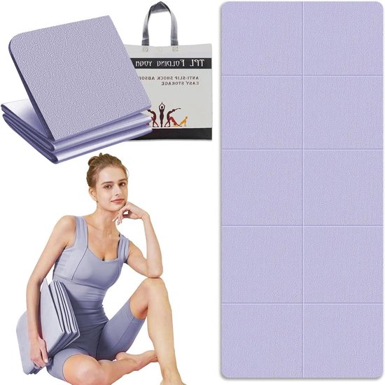 Opvouwbare reisyogamat 183 x 61 cm - Antislip yogamat inclusief tas - 6 mm dikte - Sportmat voor fitness pilates gymnastiek van BalanceBody.