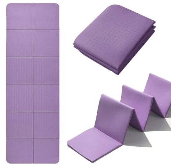 Opvouwbare sportmat, compacte reismat met antislip en draagtas voor pilates en yoga