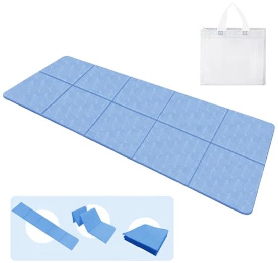 Opvouwbare sportmat met draagtas - compact, antislip, 6 mm dik - blauw