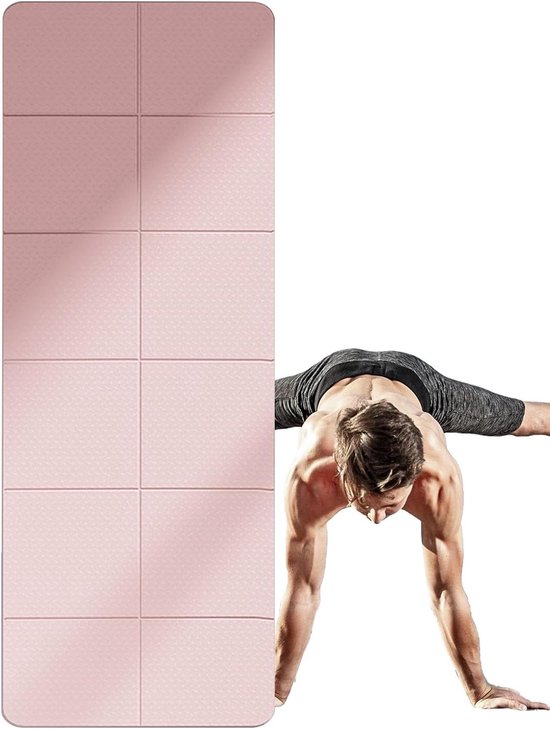 Opvouwbare Trainingsmat - Draagbare Yogamat - Thuis Fitness - Vochtblokkerend Materiaal - 183x61cm - Roze