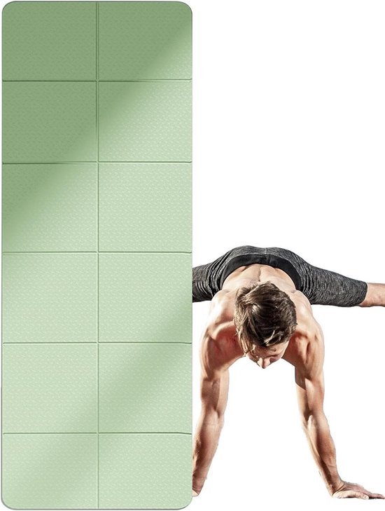 Opvouwbare Trainingsmat - Yogamat Lichtgewicht - Thuis Oefenen - Vochtblokkerend Materiaal - 183 x 61 cm - Groen