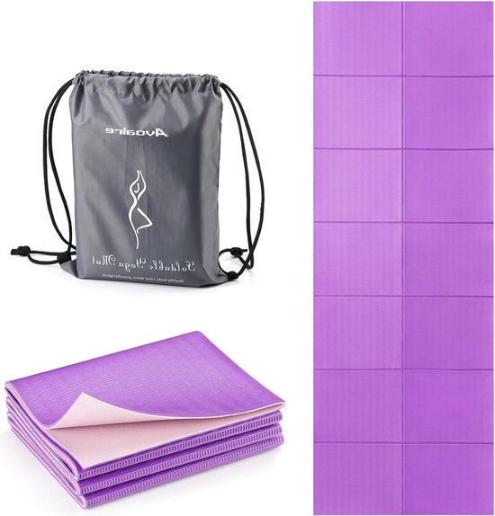 Opvouwbare Yoga Mat 173x61CM 5mm Dik PVC Anti-slip Yoga Mat - Gemakkelijk Vouwbaar voor Fitness Yoga Oefening Pilates Sport Yogamat van Merkloos