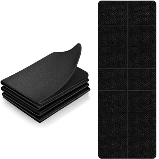 Opvouwbare yogamat - Antislip TPE fitnessmat - Draagbaar voor reizen - 183 x 61 cm - Dikte 4 mm - Zwart