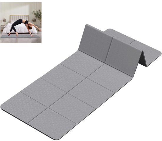 Opvouwbare Yogamat - Antislip Trainingsmat - Opvouwbare Vloermat voor Training - voor Yoga, Meditatie, Pilates, Gymnastiek & Home Gym - grijs - 183×80×0.6cm van Merkloos