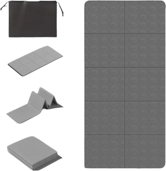Opvouwbare yogamat — Beschermende mat — Afmetingen: 183 x 61 x 6 cm — Milieuvriendelijk materiaal, antislip vloermat om op te dutten van Merkloos