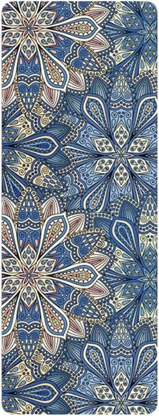 Opvouwbare Yogamat - Dunne Trainingsmat - Fitness en Yoga - Zweetabsorberend Antislip - 185 x 68 cm - Blauwe Mandala