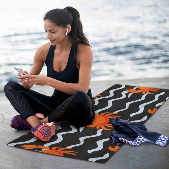 Opvouwbare Yogamat - Fitness Mat - Yoga Oefenen - Antislip Rubberen Onderkant - 180x66 cm - Oranje Krab Golf Patroon