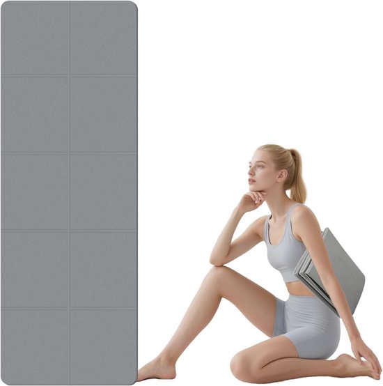 Opvouwbare Yogamat - Fitness Oefenmat - Pilates Gymnastiek - Duurzaam TPE Materiaal - 183x61cm 5mm - Grijs