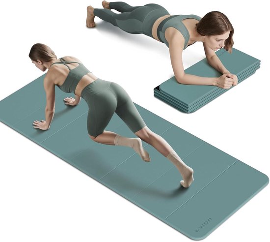 Opvouwbare Yogamat - Fitnessmat Antislip - Thuis Sporten - Extra Dik Ontwerp - 190 x 66 cm - Groen Zwart