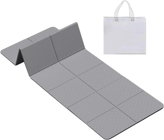 Opvouwbare Yogamat - Fitnessmat Antislip - Thuis Sporten - Optimale Grip - 6 mm dik - Grijs
