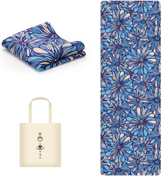 Opvouwbare Yogamat - Fitnessmat Antislip - Thuis Sporten - Scheurbestendig Suède - 183 x 61 cm - Blauw