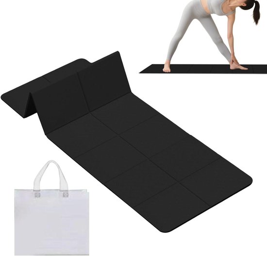 Opvouwbare Yogamat - Fitnessmat Antislip - Thuis Sporten - Scheurbestendig TPE Materiaal - 6 mm Dik - Zwart