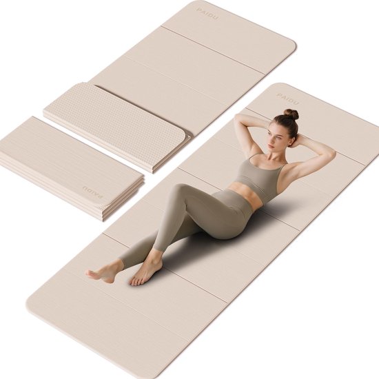 Opvouwbare Yogamat - Fitnessmat Dik - Thuis Sporten - Extra Dikke Demping - 190 x 66 cm - Beige