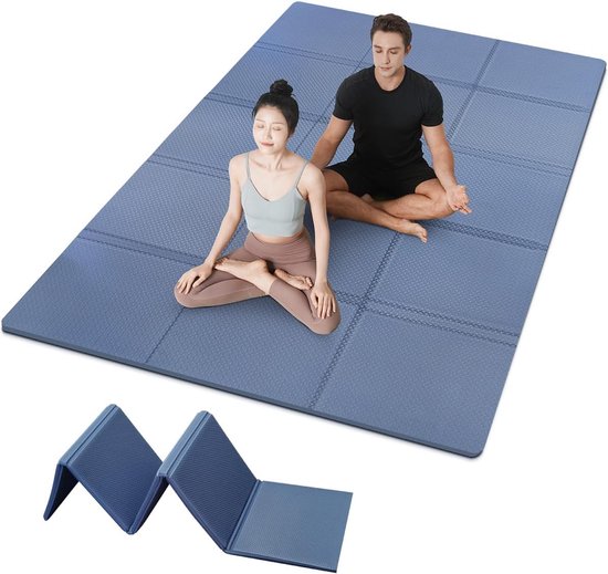 Opvouwbare Yogamat - Fitnessmat Gymnastiekmat - Thuis Sporten - XXL Extra Groot - 200 x 130 cm - Donkerblauw