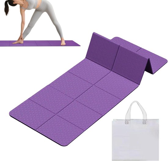 Opvouwbare Yogamat - Fitnessmat Outdoor - Sporten Buiten - Schokabsorberend Ontwerp - 183 x 61 cm - Lila