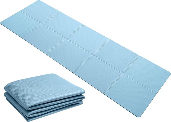 Opvouwbare Yogamat - Fitnessmat Pilates - Sport en Ontspanning - Dubbelzijdig Antislip - 183 x 61 cm - Blauw