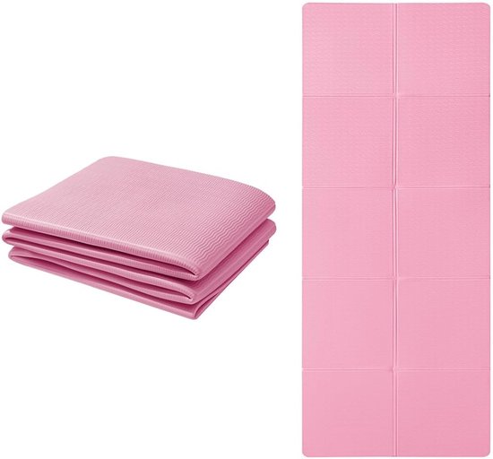 Opvouwbare Yogamat - Fitnessmat Pilates - Sport en Ontspanning - Dubbelzijdig Antislip - 183 x 61 cm - Roze