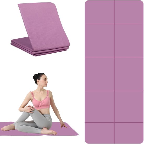 Opvouwbare Yogamat - Fitnessmat Pilates - Sporten Thuis - Antislip Structuur - 183 x 61 cm - Lila