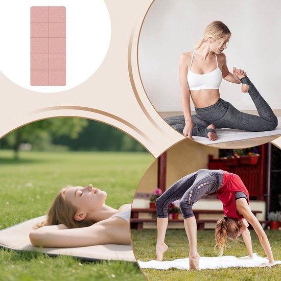 Opvouwbare Yogamat - Fitnessmat Reismat - Thuis Sporten - Antislip Oppervlak - 183 x 61 cm - Lichtroze
