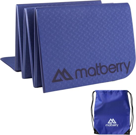 Opvouwbare Yogamat - Gymnastiekmat Fitnessmat - Thuis Sporten - Antislip Dempend - 165 x 60 cm - Strong Blue