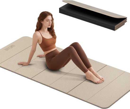 Opvouwbare Yogamat - Oefenmat Pilates - Thuis Sporten - Dubbelzijdig Antislip - 190 x 80 cm - Koffie-zwart
