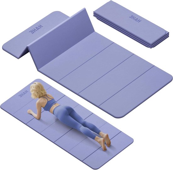 Opvouwbare Yogamat - Oefenmat Pilates - Thuis Training - Dubbelzijdig Antislip - 8 mm Dik - Paars