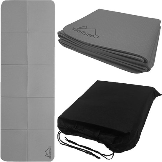 Opvouwbare Yogamat - Oefenmat Reismat - Thuis Sporten - Dubbelzijdig Antislip - 183 x 61 cm - Grijs