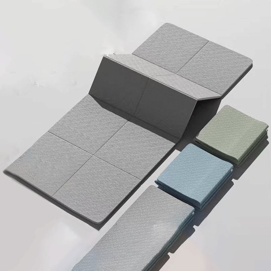Opvouwbare yogamat - Opvouwbare Sportmat - Yogamatten - 183x60x0,8 cm - Pilates mat - Yoga Mat - Fitnessmat - Antislip reismat voor de sportschool - Compacte opvouwbare pilatesmat - TPE - Geschikt voor thuisgymnastiek en dutjes - Grijs van Merkloos