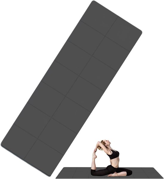 Opvouwbare Yogamat - Reismat Fitness - Binnen en Buiten - Dubbelzijdig Antislip - 183 x 61 cm - Zwart
