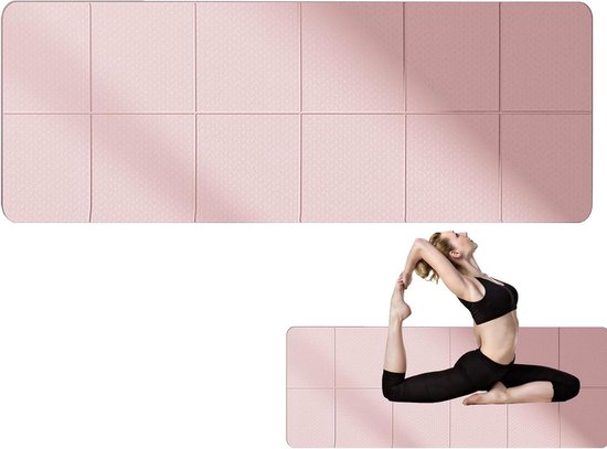 Opvouwbare Yogamat - Reismat Fitnessmat - Thuis en Onderweg - Lichtgewicht en Dun - 182 x 61 cm - Roze