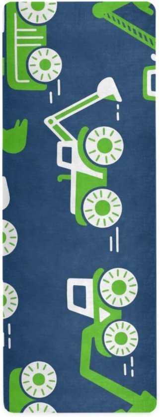 Opvouwbare Yogamat - Reismat Handdoek - Thuis Fitness - Antislip Natuurlijk Rubber - 180x66 cm - Cartoon Auto