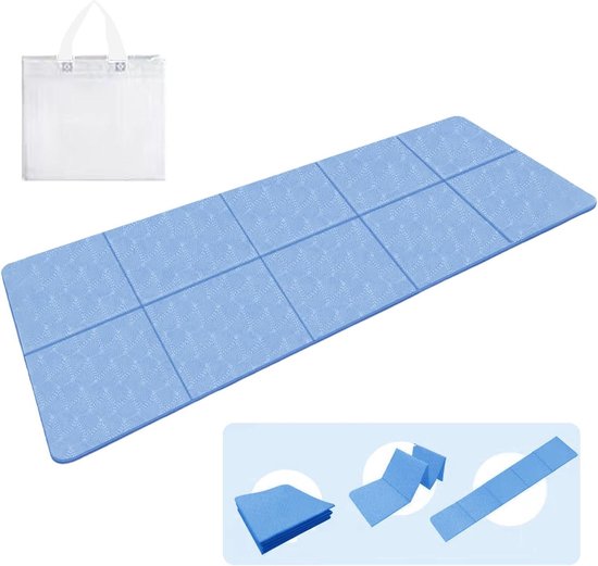 Opvouwbare Yogamat - Reismat Pilates - Fitness Training - Dubbelzijdig Antislip - 183 x 61 cm - Blauw
