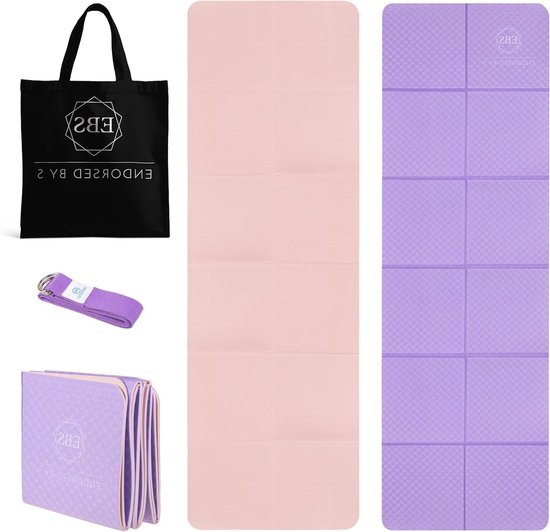 Opvouwbare Yogamat - Sport Fitness - Thuis Trainen - Dubbele Antislip - 183 x 61 cm - Roze