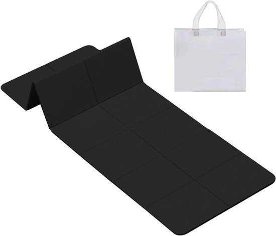 Opvouwbare Yogamat - Trainingsmat Fitnessmat - Thuis Sporten - Antislip Ontwerp - 183x61x0.6 cm - Zwart