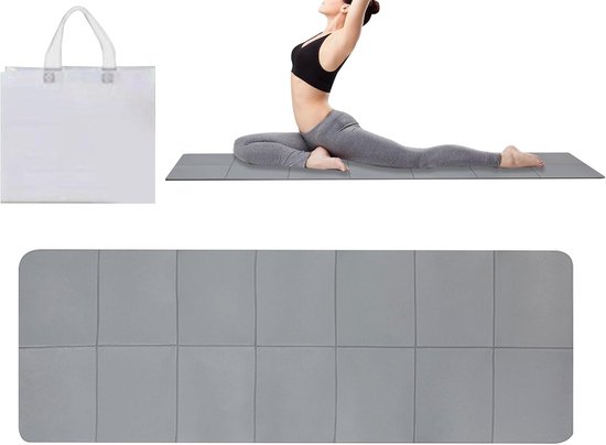 Opvouwbare Yogamat - Trainingsmat - Thuis trainen - Waterdicht TPE materiaal - 6 mm dik - Grijs