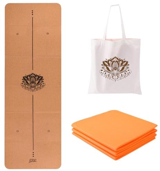 Opvouwbare yogamat voor yoga, pilates en fitness - Lichtgewicht en draagbaar met canvas tas - Perfect cadeau