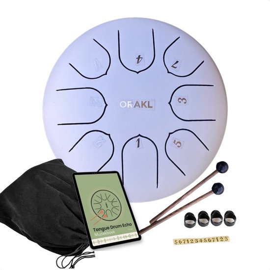 Orakl ® - Tongue Drum Echo Wintermist – Inclusief lesboek – Handpan ø 16 cm - Tongue Drum – Handpan Drum – Steel Tongue Drum – Klankschaal - Geluidstherapie van Orakl
