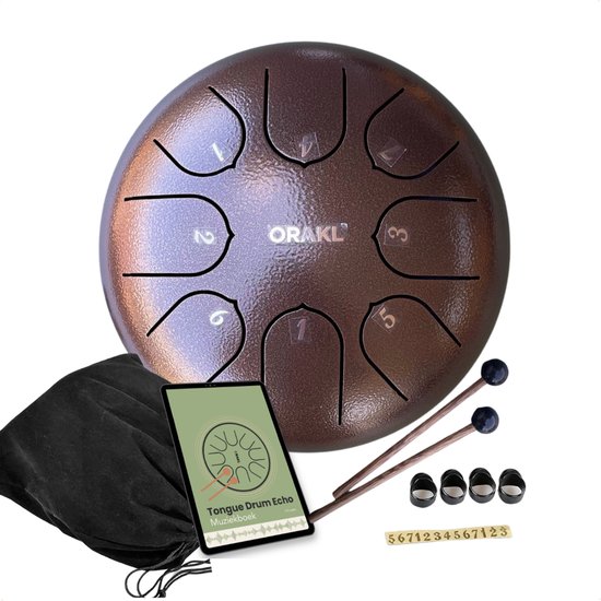 Orakl ® - Tongue Drum Echo Zonbrons - Inclusief lesboek - Handpan ø 16 cm - Tongue Drum - Handpan Drum - Steel Tongue Drum - Klankschaal - Geluidstherapie van Orakl