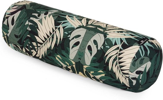 Organische Boekweit Bolster voor Yoga - Verwijderbare Katoenen Hoes, 61x23cm, Green Jungle Design