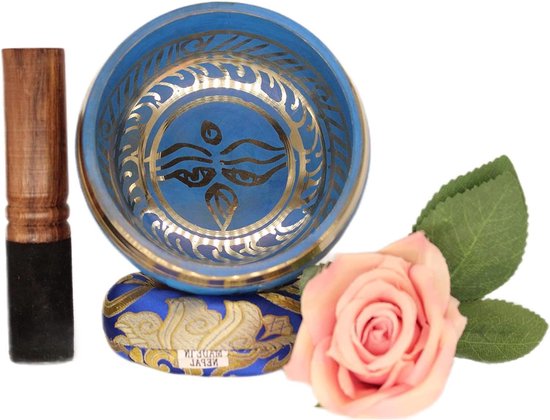 Originele Tibetaanse klankschaal op sokkel - handgemaakt in Nepal - genezing bewustzijn meditatie singing bowl set van Asian Import.