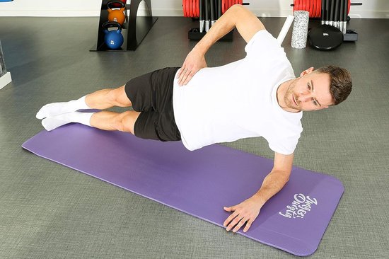Originele yogamat met draagriem | gymnastiekmat inclusief oefeningen | sportmat met ebook workout | fitnessmat antislip | 180 x 60 x 1 cm |