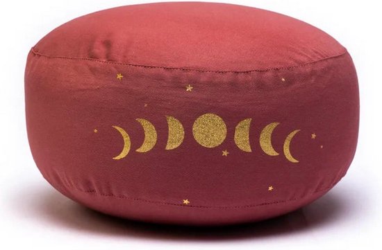 Oudroze Yogi & Yogini biologisch katoen meditatiekussen met Maanfasen print van Yogi & Yogini