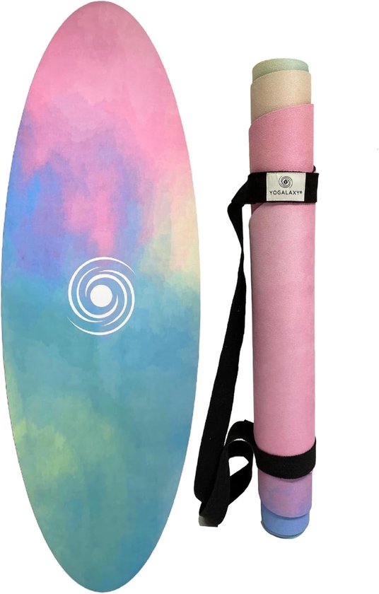 Ovale Yogamat - Gymnastiekmat Sportmat - Thuis Sporten - Antislip Natuurlijk Rubber - 200 x 69 cm - Regenboog