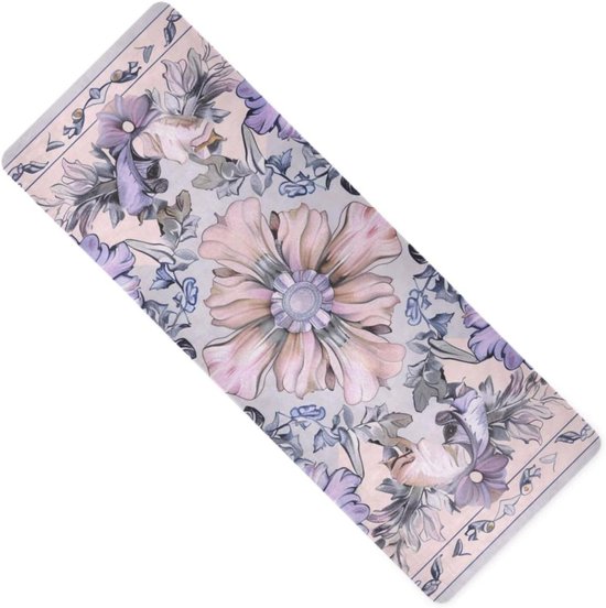 Paars Grijs Florals Boho gedrukt hot yoga mat antislip voor thuis gym, natuurlijk rubber antislip, met tas tapete para ejercicio 71x26 inch