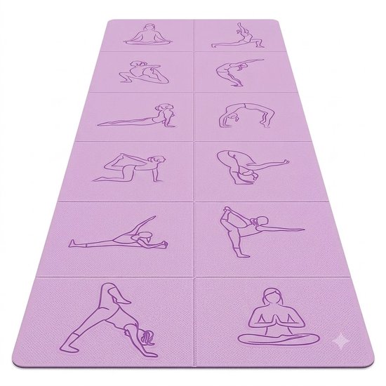 Paarse opvouwbare Pilates mat yoga mat unisex 183 x 61 cm 4 mm dik antislip TPE fitness mat reis yogamat voor yoga pilates stretching thuis fitness draagbare trainings mat
