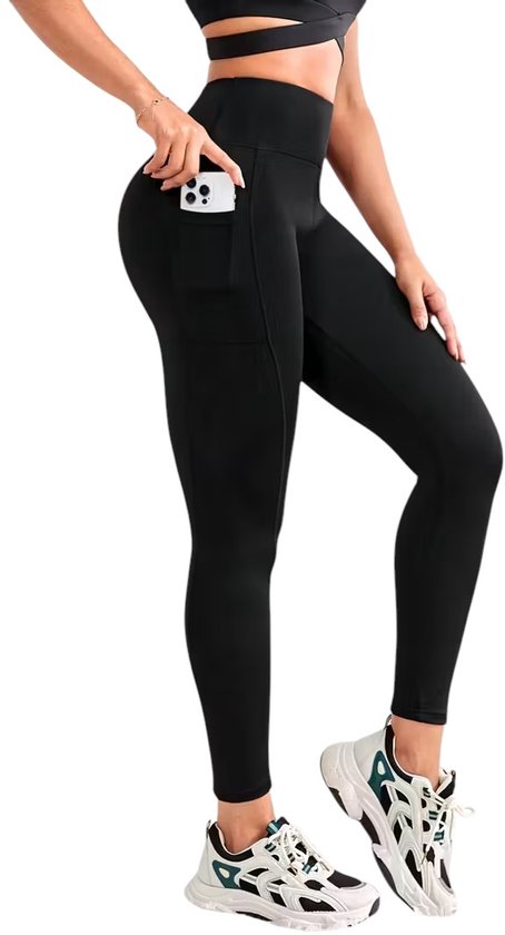 PACEPOCKET Sportlegging met Zakken - Pocket Legging - Dames Sportbroek - Sportbroek - Sportlegging - met Zakken - Comfortabel - Aansluitend - High Waist - Zwart - Maat XXL van Merkloos