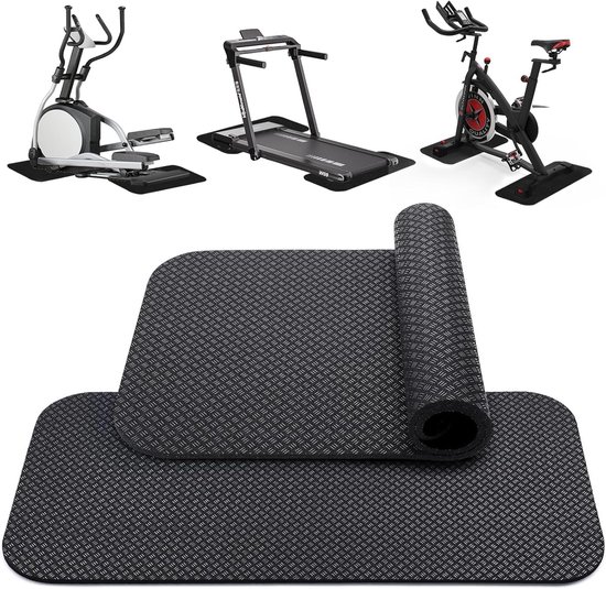Pack of 2 Floor Protection Mat for Fitness Machines, Exercise Bike, 63.5 x 30 cm, 5 mm, Non-Slip Floor Protection Mat - ShopVlot