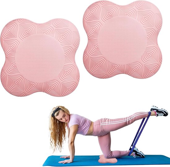 Pack van 2 - Kniebeschermers - Yoga - Antislip Knie Pads - Mat voor Pilates - 20 x 20 cm - Ondersteuning voor Knieën, Handen, Polsen, Ellenbogen - Fitness van Merkloos