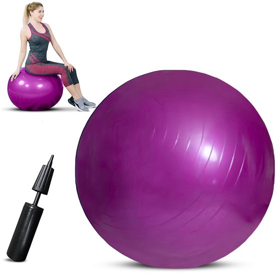 Padisport - fitnessbal 75 cm - zitbal 75 cm - zwangerschapsbal - fysio bal - oefenbal - yoga bal inclusief pomp - fitnessbal - pilates bal - yoga bal roze - yoga bal 75 cm - yoga bal - fitness - roze van Padisport