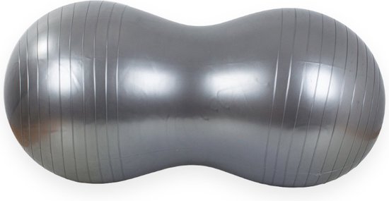 Padisport - Peanut Yoga Bal 90x45cm - zwangerschapsbal - yoga bal inclusief pomp - fitnessbal - pilates bal - yoga bal zilver - yoga bal 90 cm - yoga - fitness - zilver van Padisport